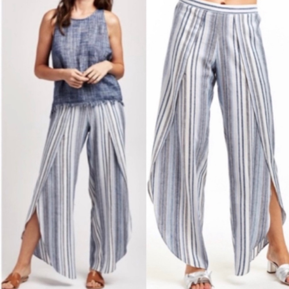 Anthropologie DREW Tulip Split stripe  wide leg pants!